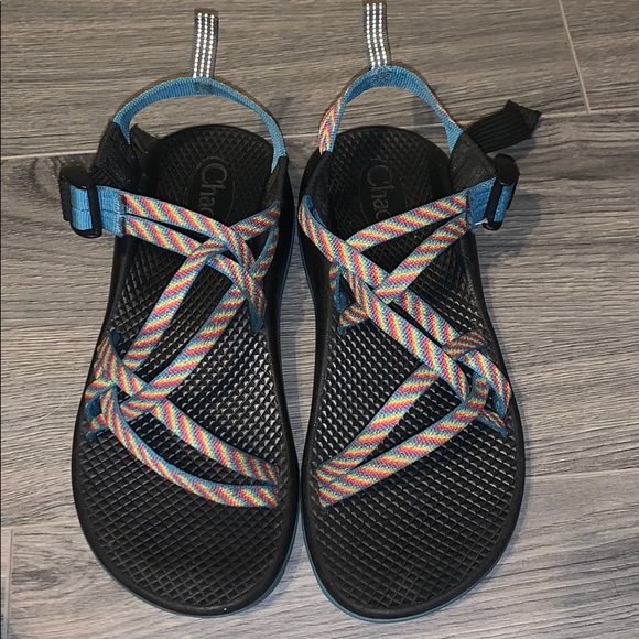 Chaco Other - Rainbow colored strap Chacos, big girls size 5.